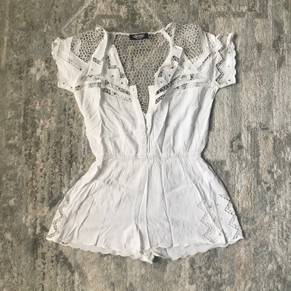 White knitted detail Romper.